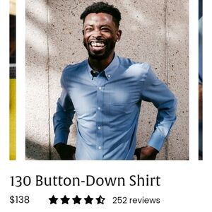 WOOL & PRINCE Men's 130 Button-Down Shirt Blue Oxford Size Large (L)